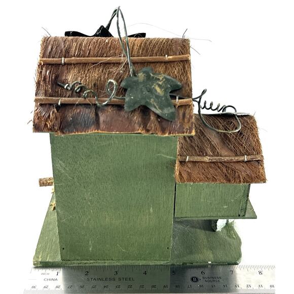 Rustic Bed & Breakfast Birdhouse Cottage Handmade Folk Art Wood Decor 8” - Picture 4 of 7